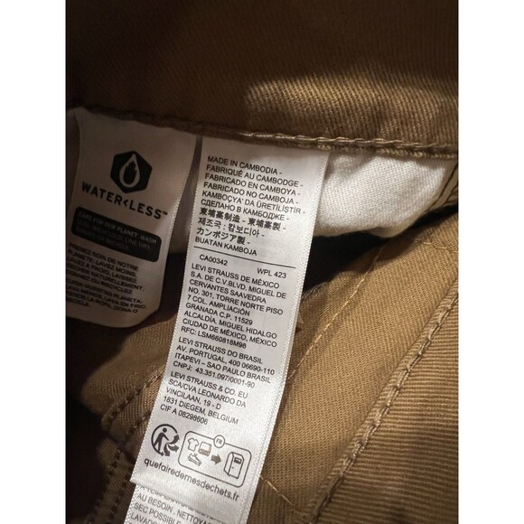 Levis Jeans Mens 30x32 513 Khaki Tan Denim Slim Straight Stretch Flex Casual NEW - Picture 8 of 10